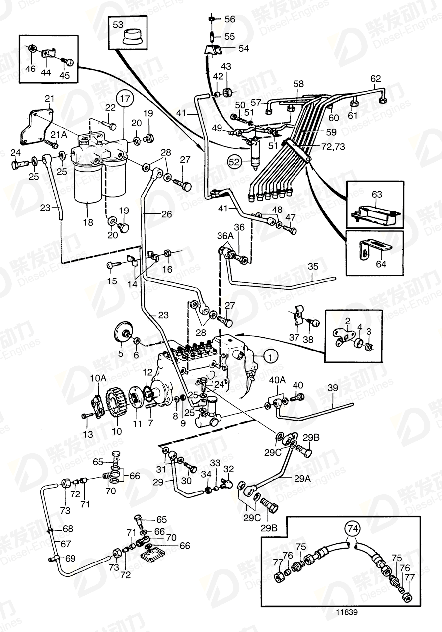 volvo penta Injection pump 847871 Drawing